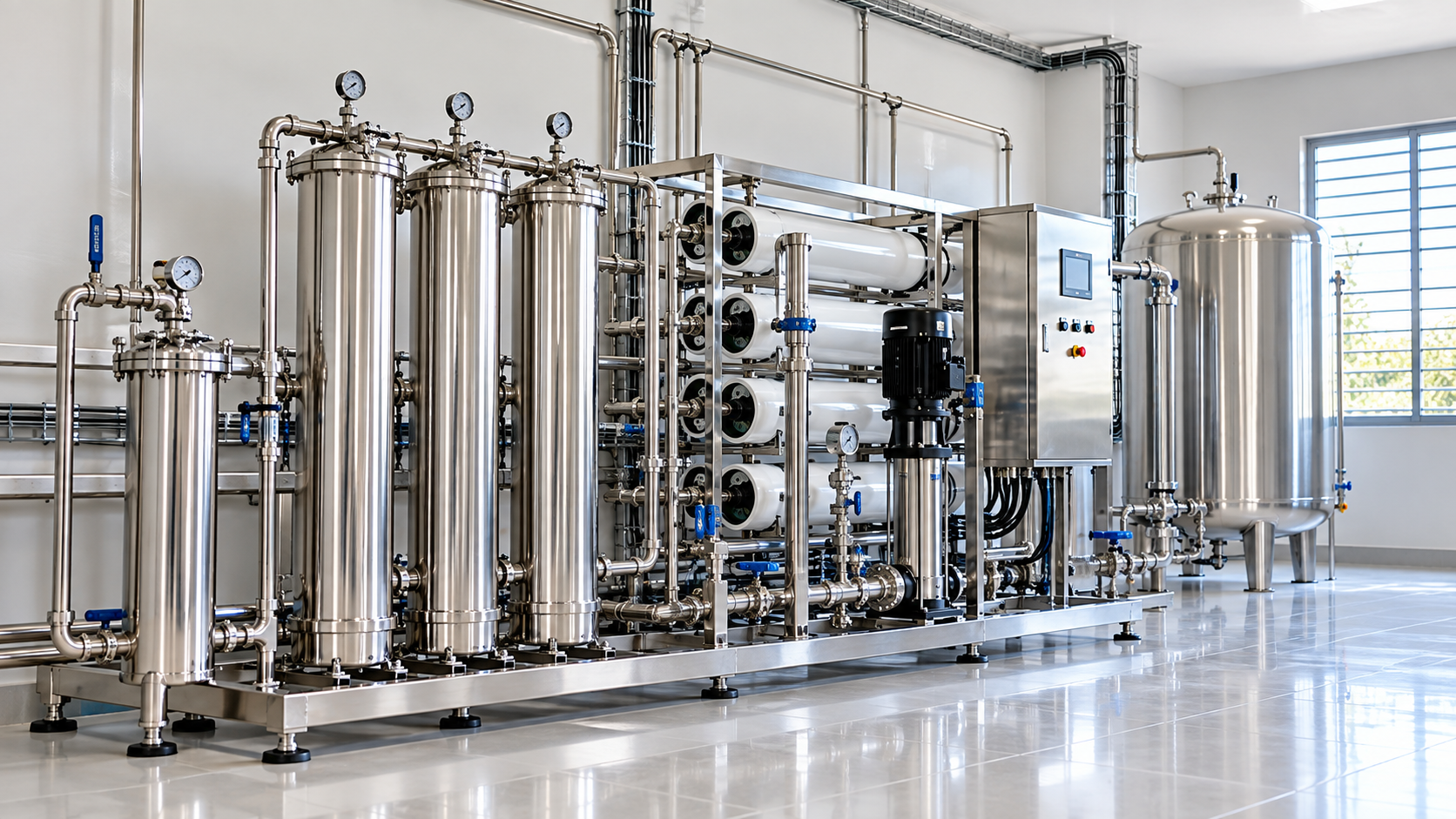 Modern stainless steel water treatment system